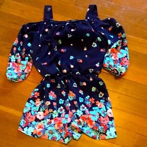 One Piece Floral Cold Shoulder Romper